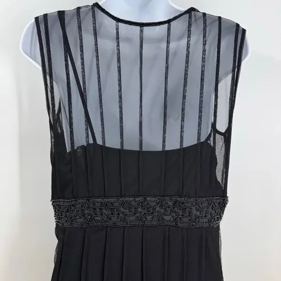 MixIt Y2K Black Mesh Midi Dress 10 Beaded Whimsigoth Event Goth Vamp Witchy - Picture 8 of 9